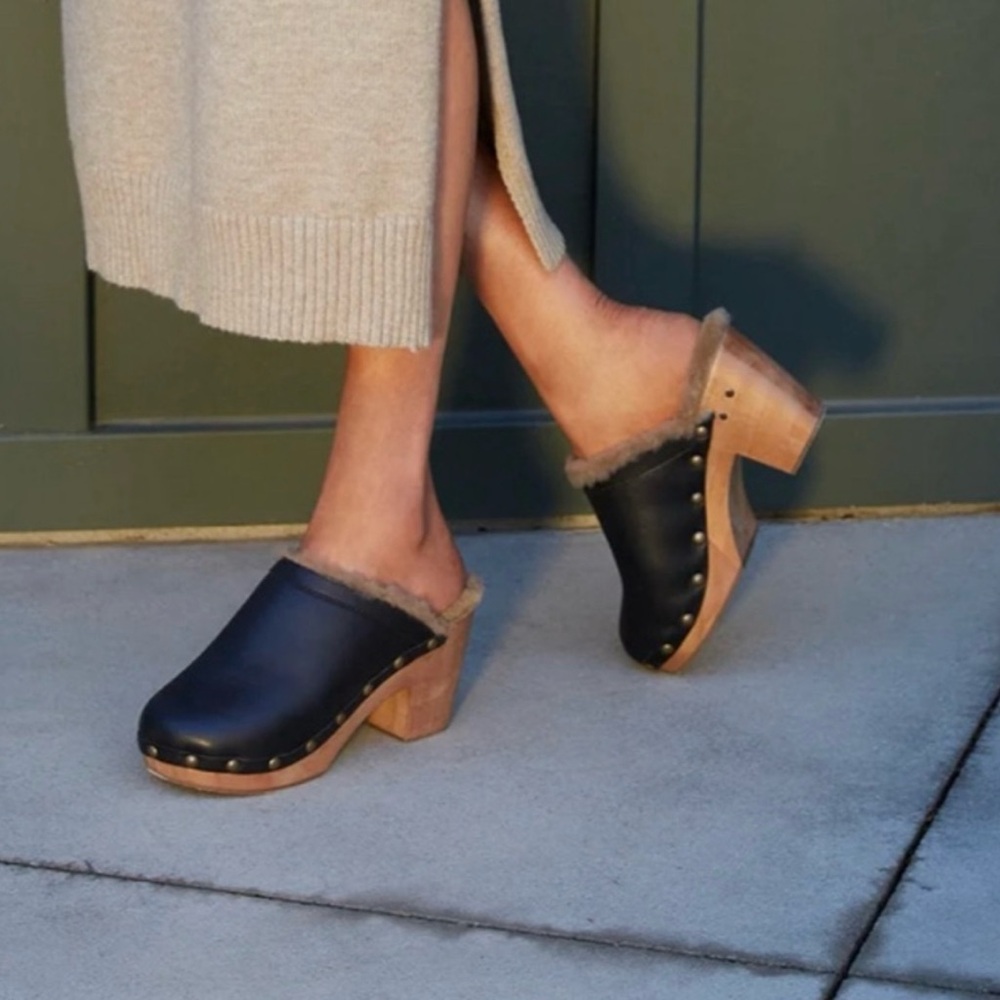BEEK Woodpecker Más Shearling Clog in BLACK size 7 NEW